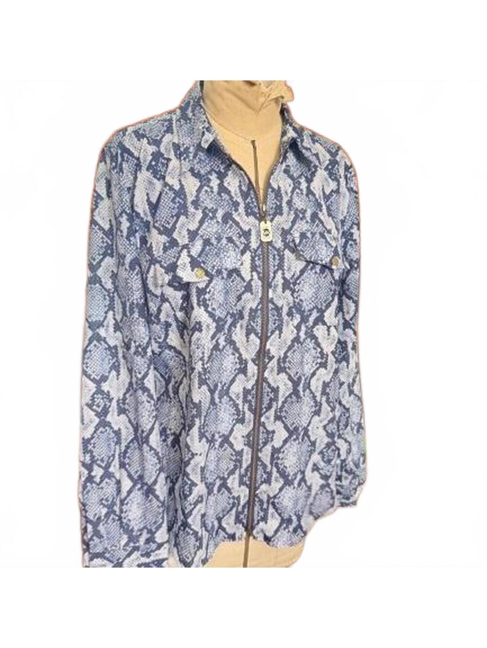 Michael Kors Blue and White Snakeskin Pattern Blouse